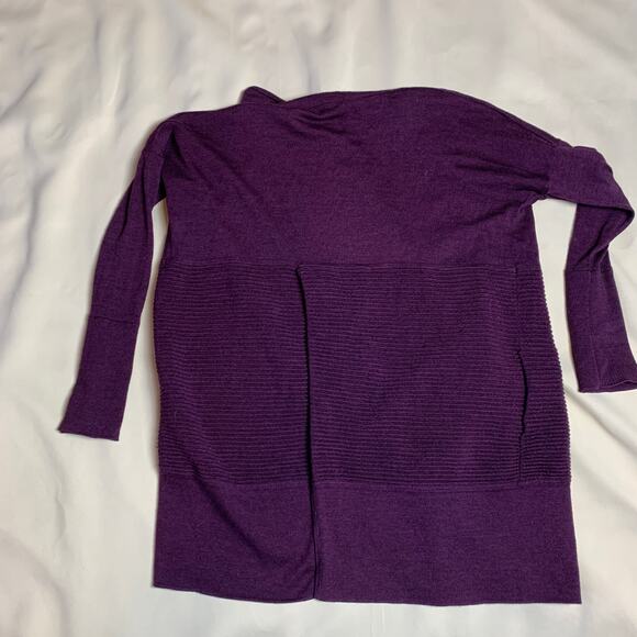 Lululemon Sit In Lotus Wrap II Heathered Plum Cardigan Merino Wool Sweater A32 - Picture 5 of 8
